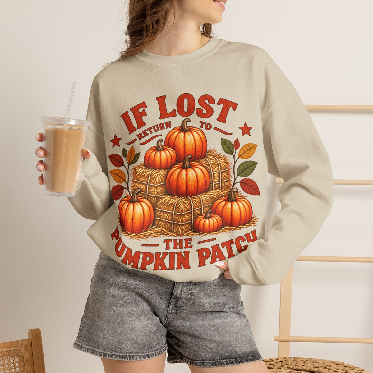 Pumpkin Patch Crewneck Sweatshirt — "If Lost Return to the Pumpkin Patch" Fall Cozy Pullover