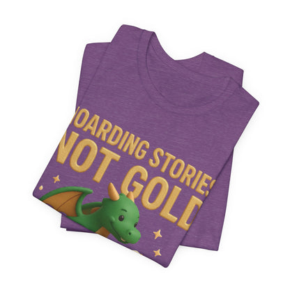 Book Dragon "Hoarding Stories Not Gold" 3D Art Graphic T-Shirt
