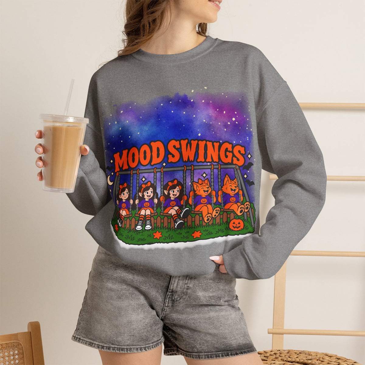 Mood Swings Werewolf Halloween Crewneck Sweatshirt