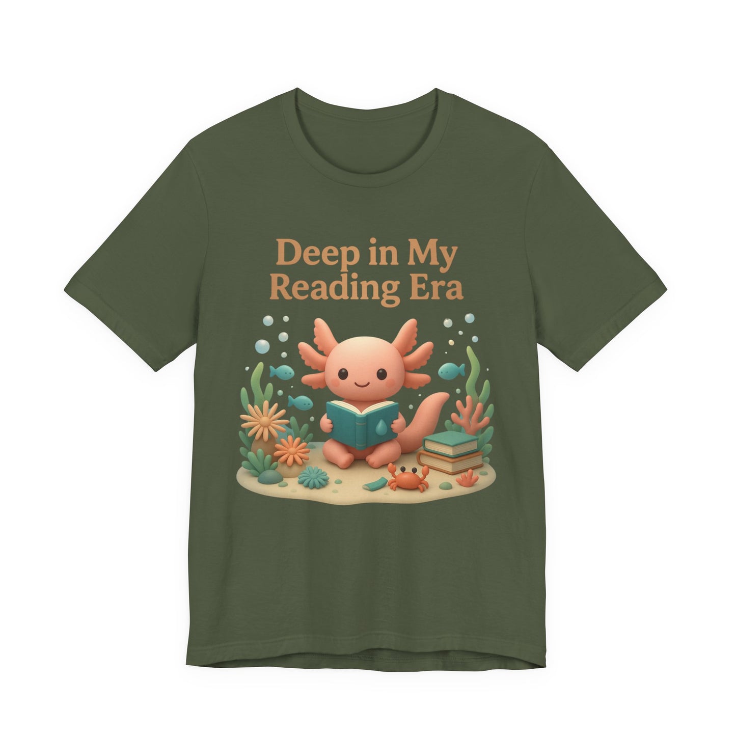Axolotl "Deep in My Reading Era" 3D Art Graphic T-Shirt