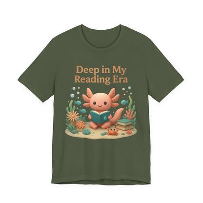 Axolotl "Deep in My Reading Era" 3D Art Graphic T-Shirt
