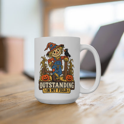 "Outstanding in My Field" Halloween Scarecrow Ceramic Mug 15oz