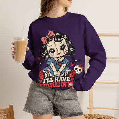 I'll Have Stitches in You Doll Halloween Crewneck Sweatshirt
