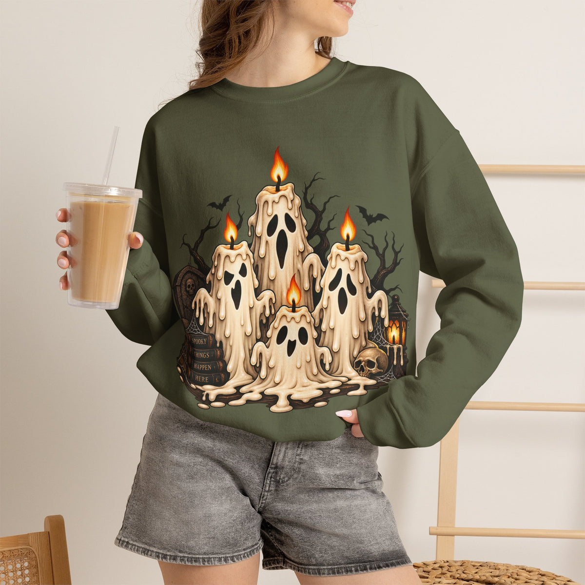 Melting Ghost Candles Crewneck Sweatshirt