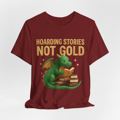 Book Dragon "Hoarding Stories Not Gold" 3D Art Graphic T-Shirt