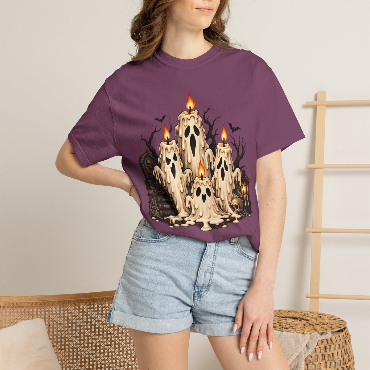 Melting Ghost Candle Halloween Graphic T-Shirt