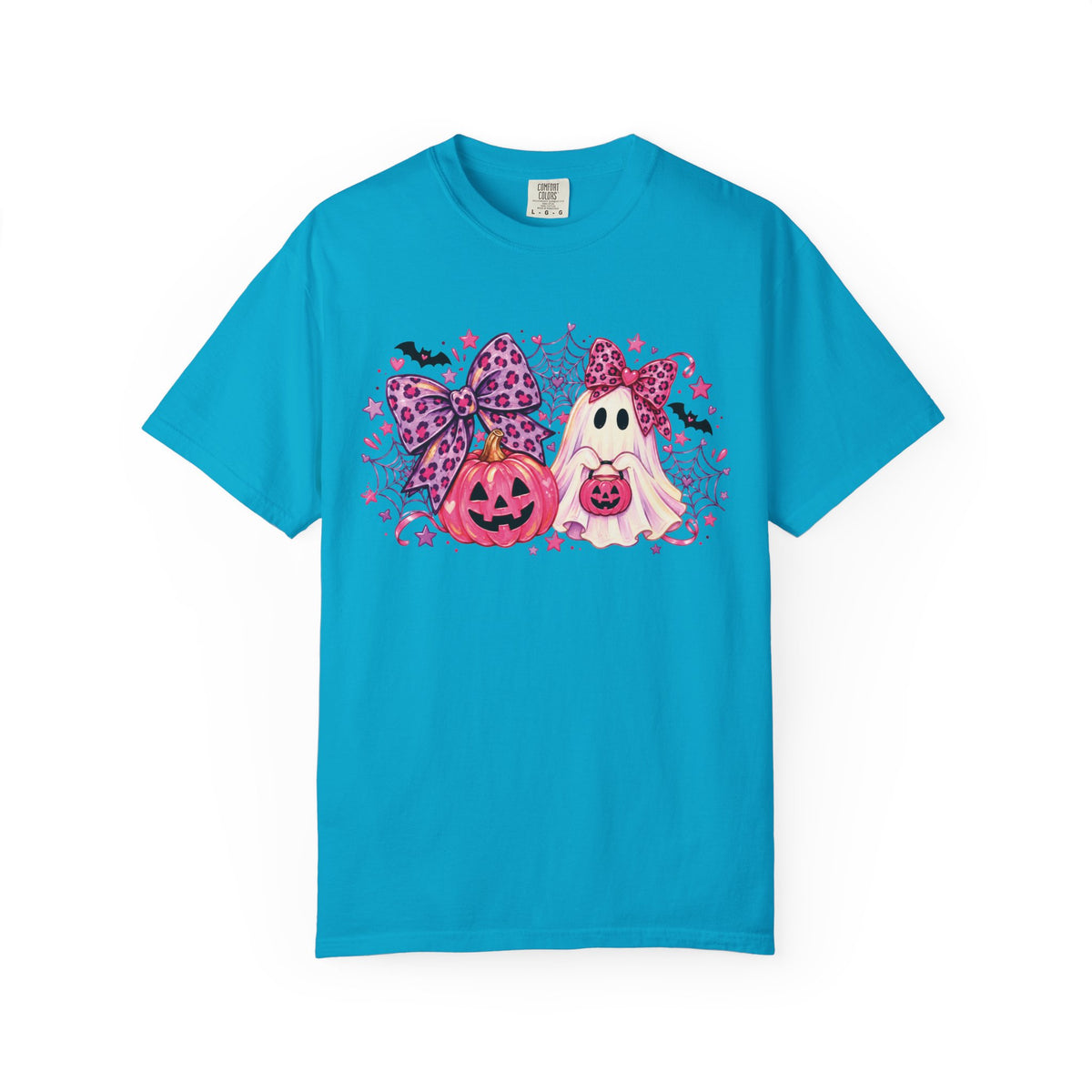 Pink Halloween Ghost & Pumpkin Graphic T-Shirt