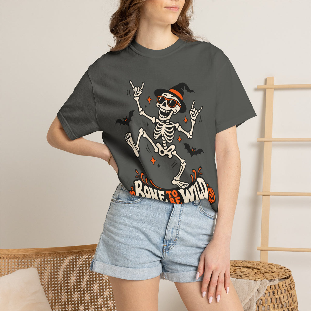 Bone to Be Wild Halloween Skeleton Graphic T-Shirt