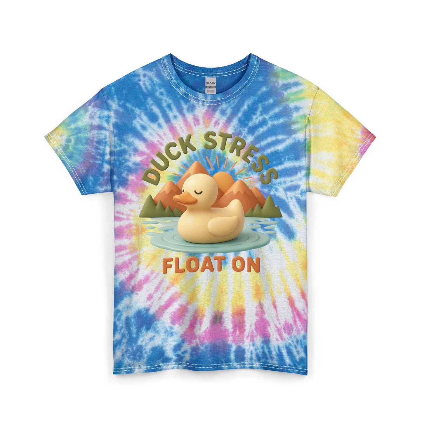 Duck Stress Float On Tie-Dye Graphic T-Shirt