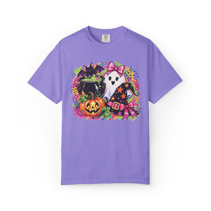 Cute Halloween Ghost, Pumpkin, Witch Hat & Cauldron Graphic T-Shirt
