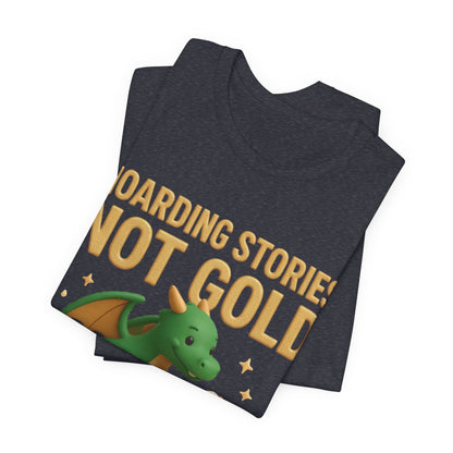 Book Dragon "Hoarding Stories Not Gold" 3D Art Graphic T-Shirt
