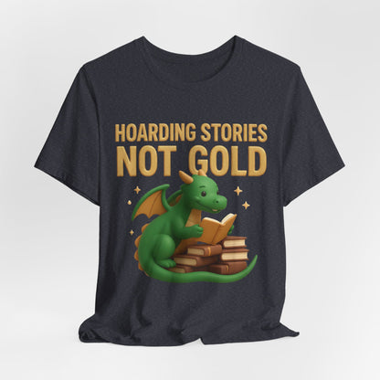 Book Dragon "Hoarding Stories Not Gold" 3D Art Graphic T-Shirt