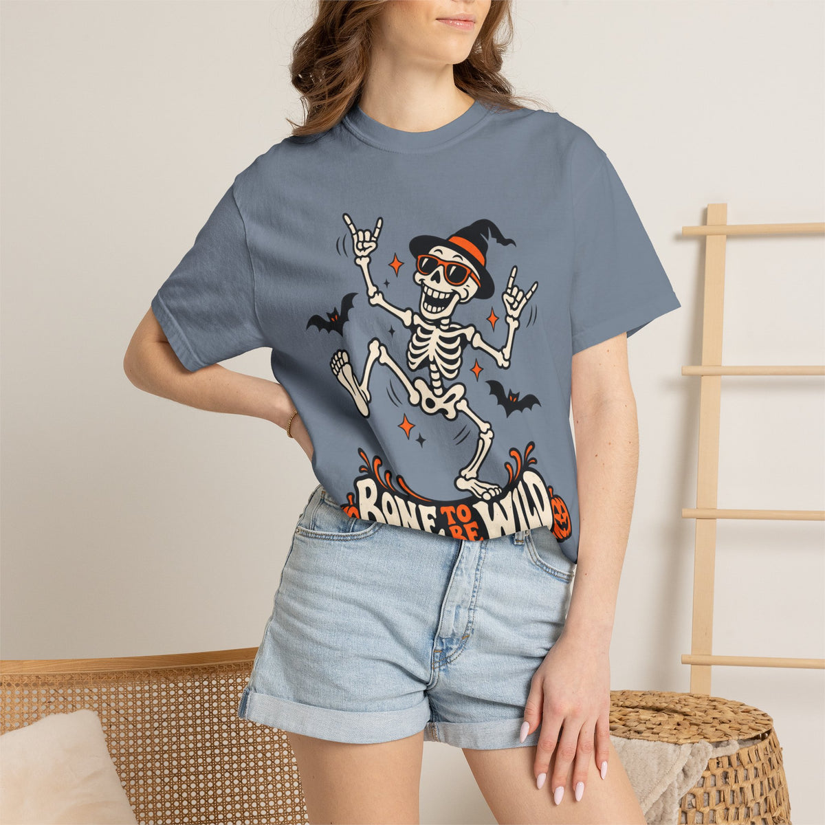 Bone to Be Wild Halloween Skeleton Graphic T-Shirt