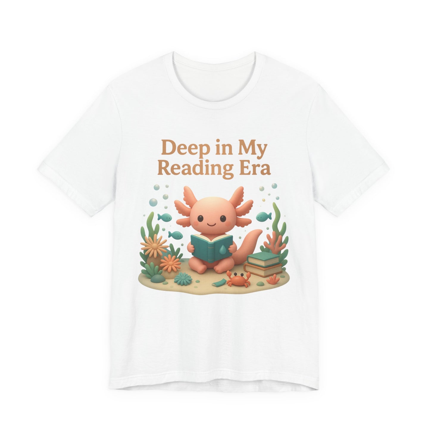 Axolotl "Deep in My Reading Era" 3D Art Graphic T-Shirt