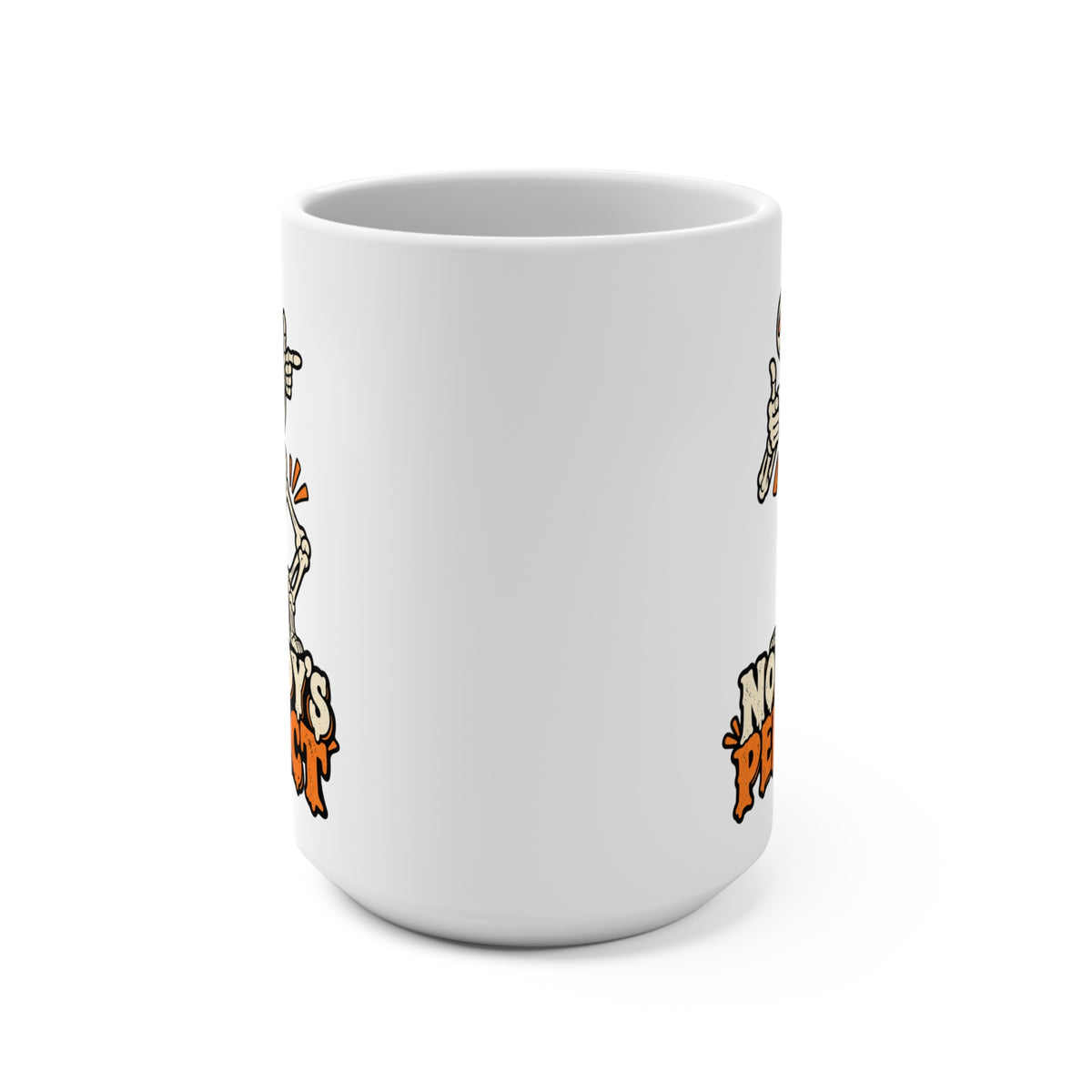 "No Body's Perfect" Dancing Skeleton Ceramic Mug 15oz
