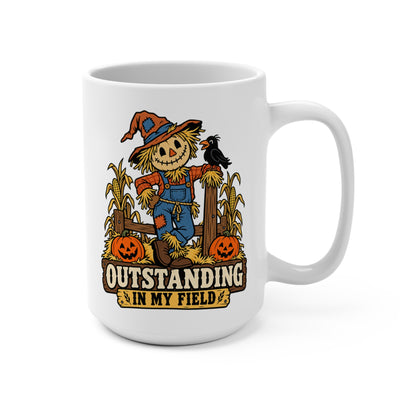 "Outstanding in My Field" Halloween Scarecrow Ceramic Mug 15oz