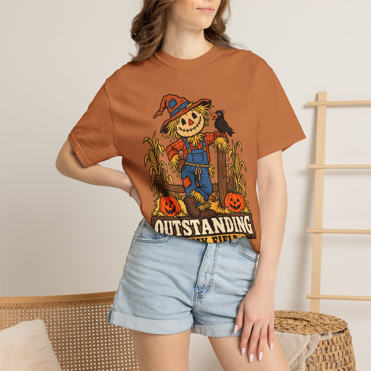 Outstanding In My Field Scarecrow Halloween Graphic T-Shirt