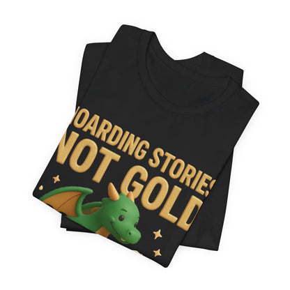 Book Dragon "Hoarding Stories Not Gold" 3D Art Graphic T-Shirt