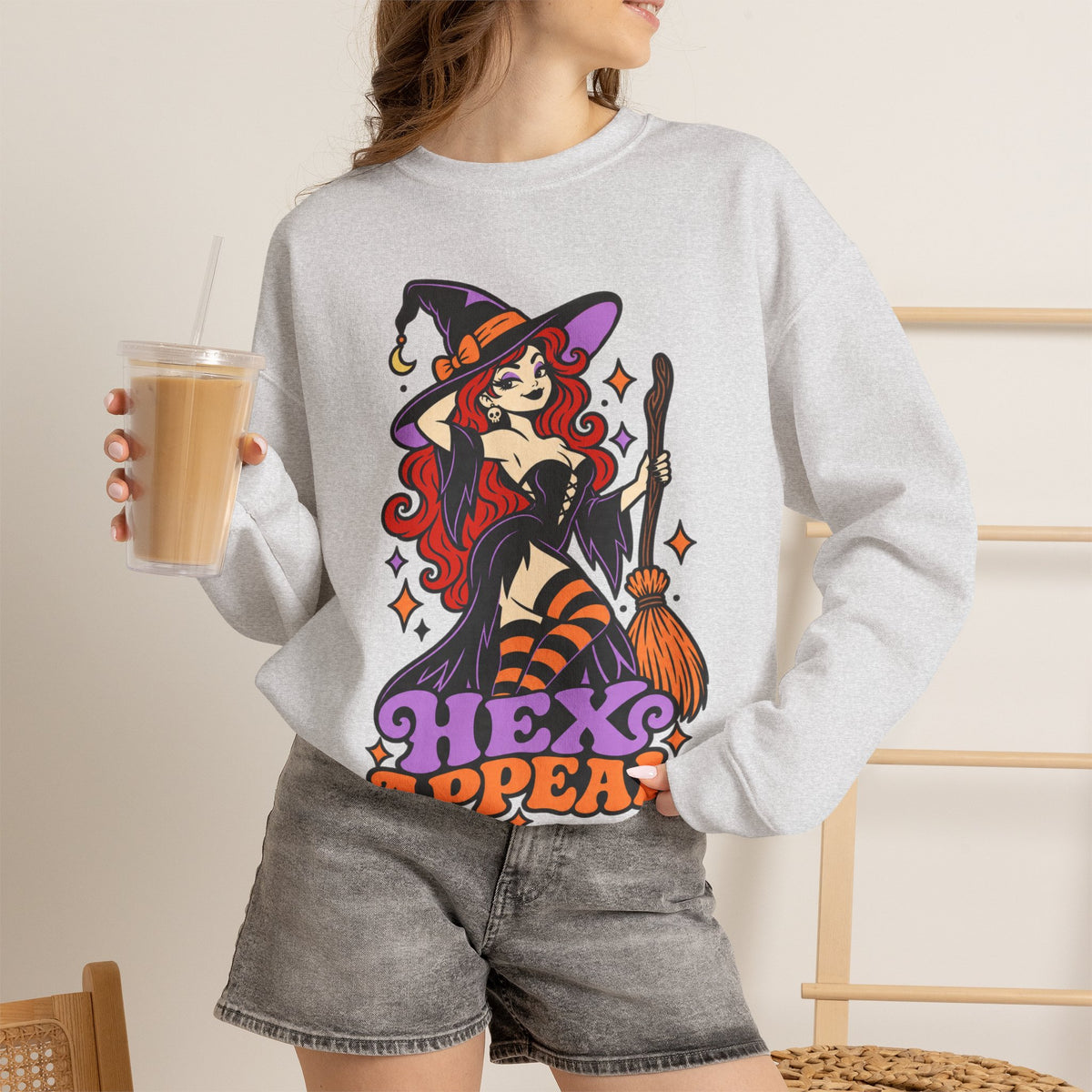 Hex Appeal Retro Pinup Witch Crewneck Sweatshirt