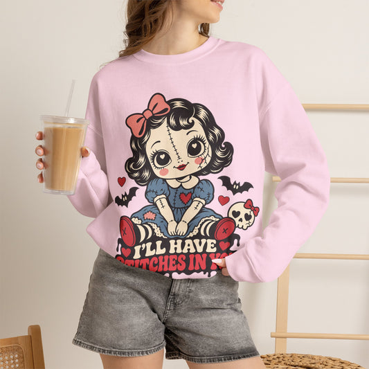 I'll Have Stitches in You Doll Halloween Crewneck Sweatshirt