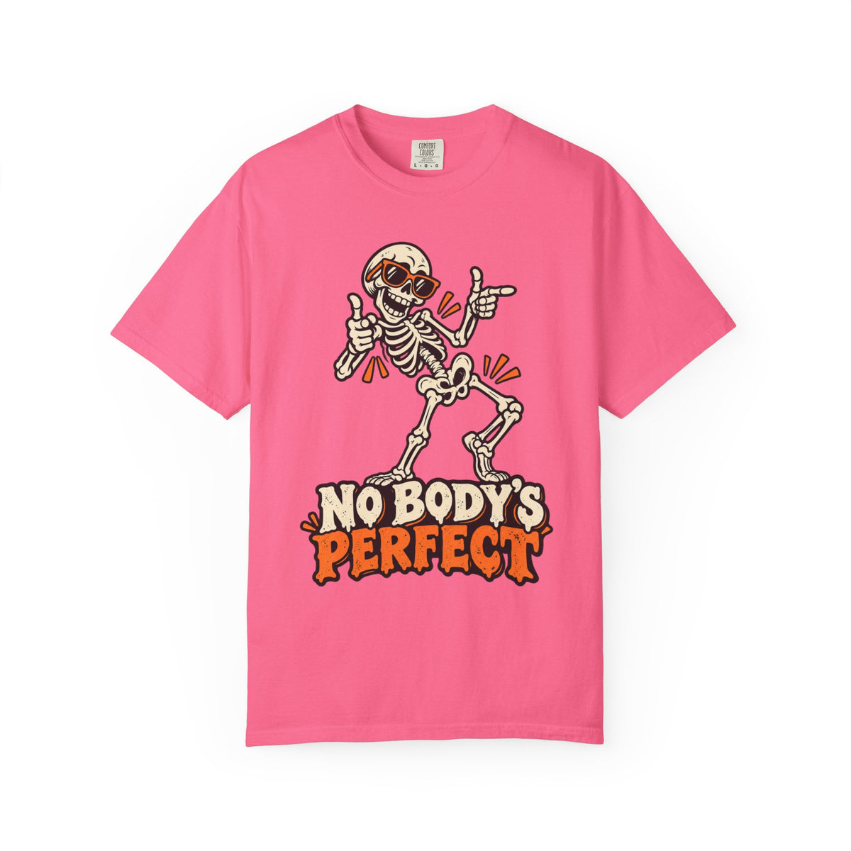 Skeleton "No Body's Perfect" Halloween Graphic T-Shirt