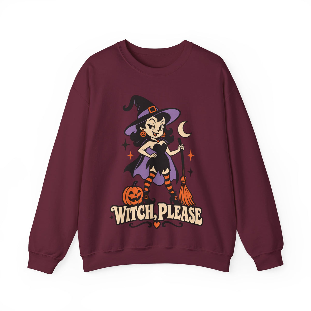 Witch, Please Cute Retro Witch Halloween Crewneck Sweatshirt