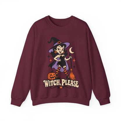 Witch, Please Cute Retro Witch Halloween Crewneck Sweatshirt
