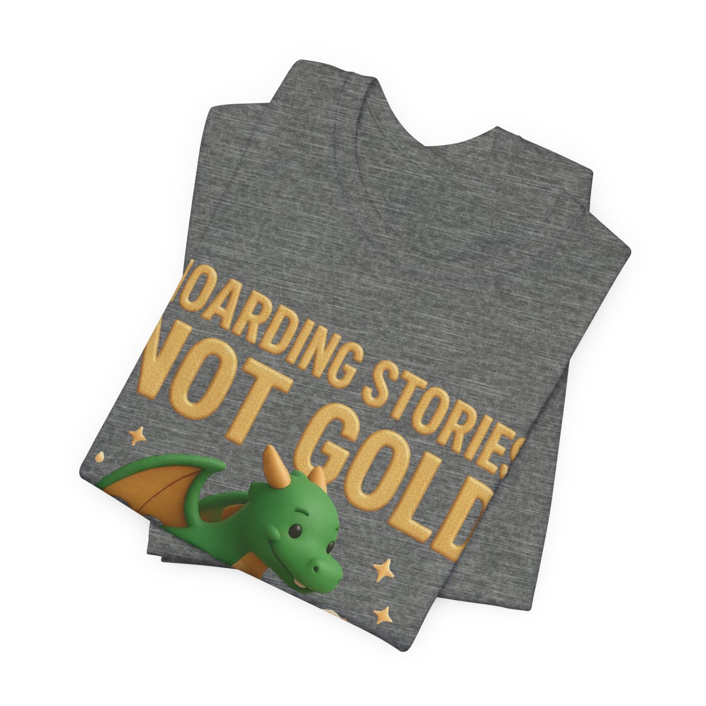 Book Dragon "Hoarding Stories Not Gold" 3D Art Graphic T-Shirt