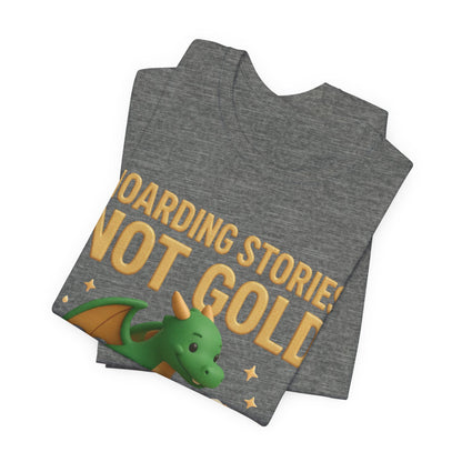 Book Dragon "Hoarding Stories Not Gold" 3D Art Graphic T-Shirt