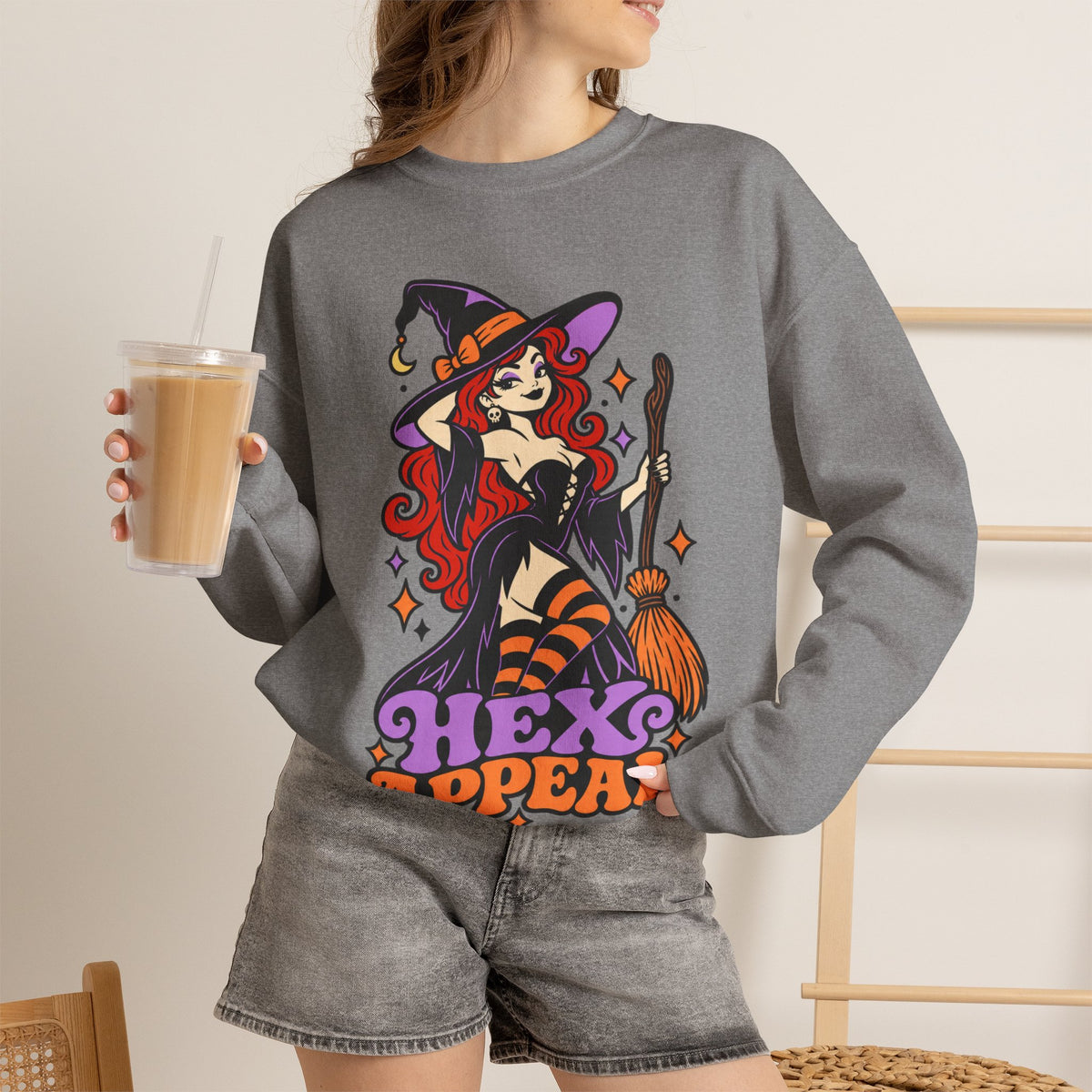 Hex Appeal Retro Pinup Witch Crewneck Sweatshirt