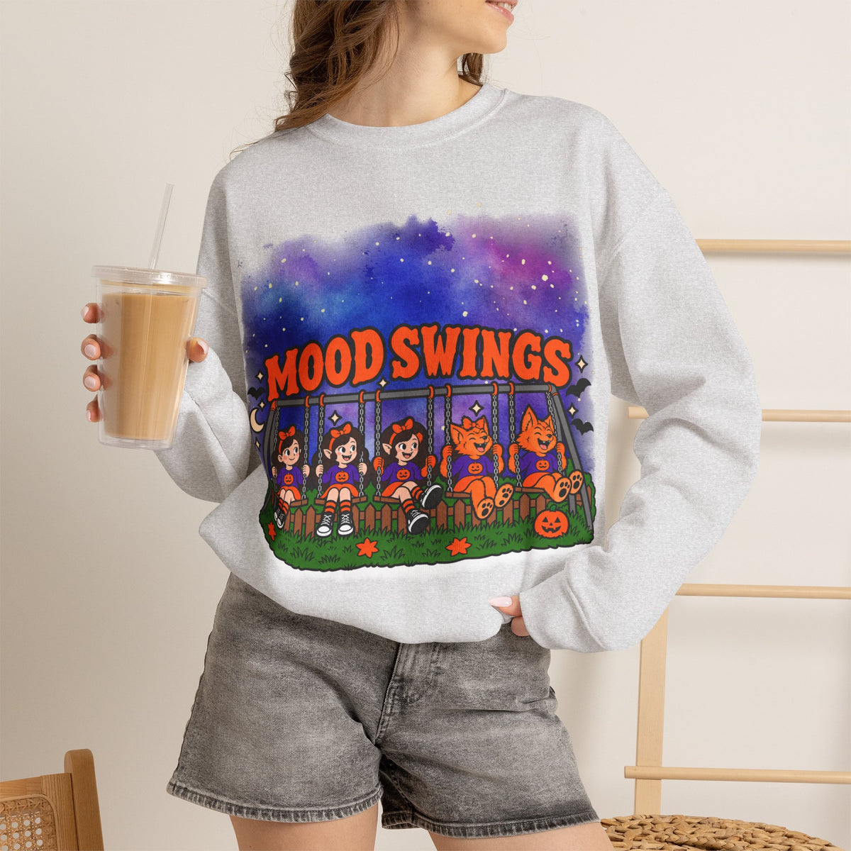 Mood Swings Werewolf Halloween Crewneck Sweatshirt