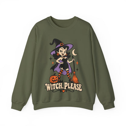 Witch, Please Cute Retro Witch Halloween Crewneck Sweatshirt