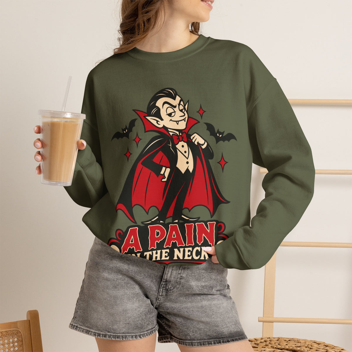'A Pain in the Neck' Vampire Crewneck Sweatshirt