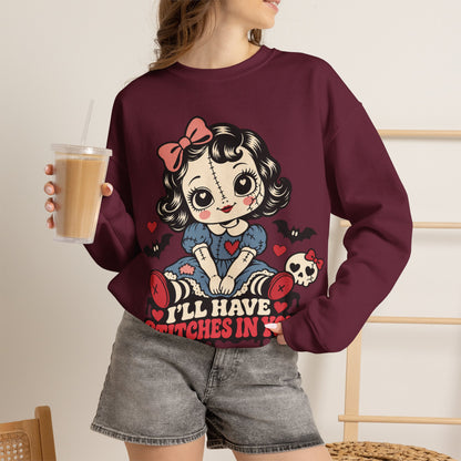 I'll Have Stitches in You Doll Halloween Crewneck Sweatshirt