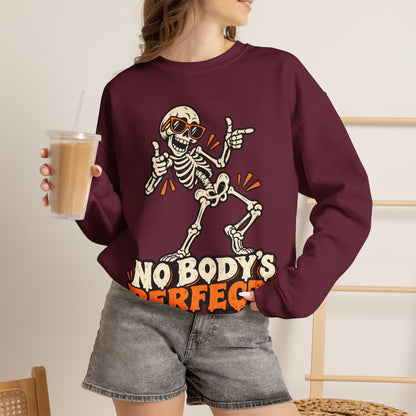 "No Body's Perfect" Skeleton Crewneck Sweatshirt