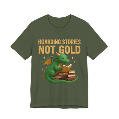 Book Dragon "Hoarding Stories Not Gold" 3D Art Graphic T-Shirt