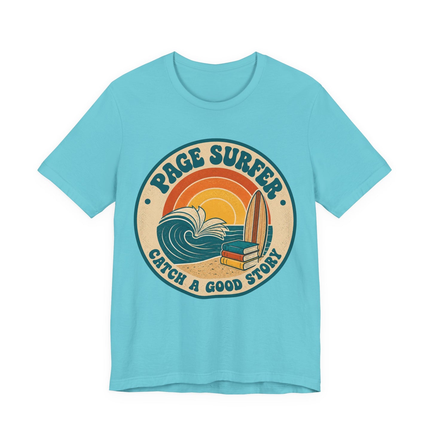 Retro Page Surfer: Catch a Good Story Graphic T-Shirt