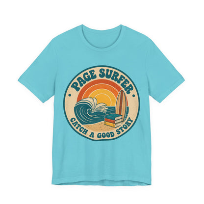 Retro Page Surfer: Catch a Good Story Graphic T-Shirt