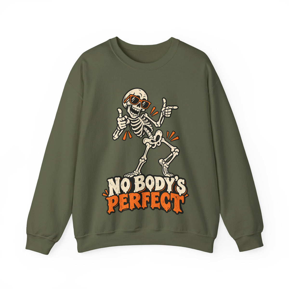 "No Body's Perfect" Skeleton Crewneck Sweatshirt