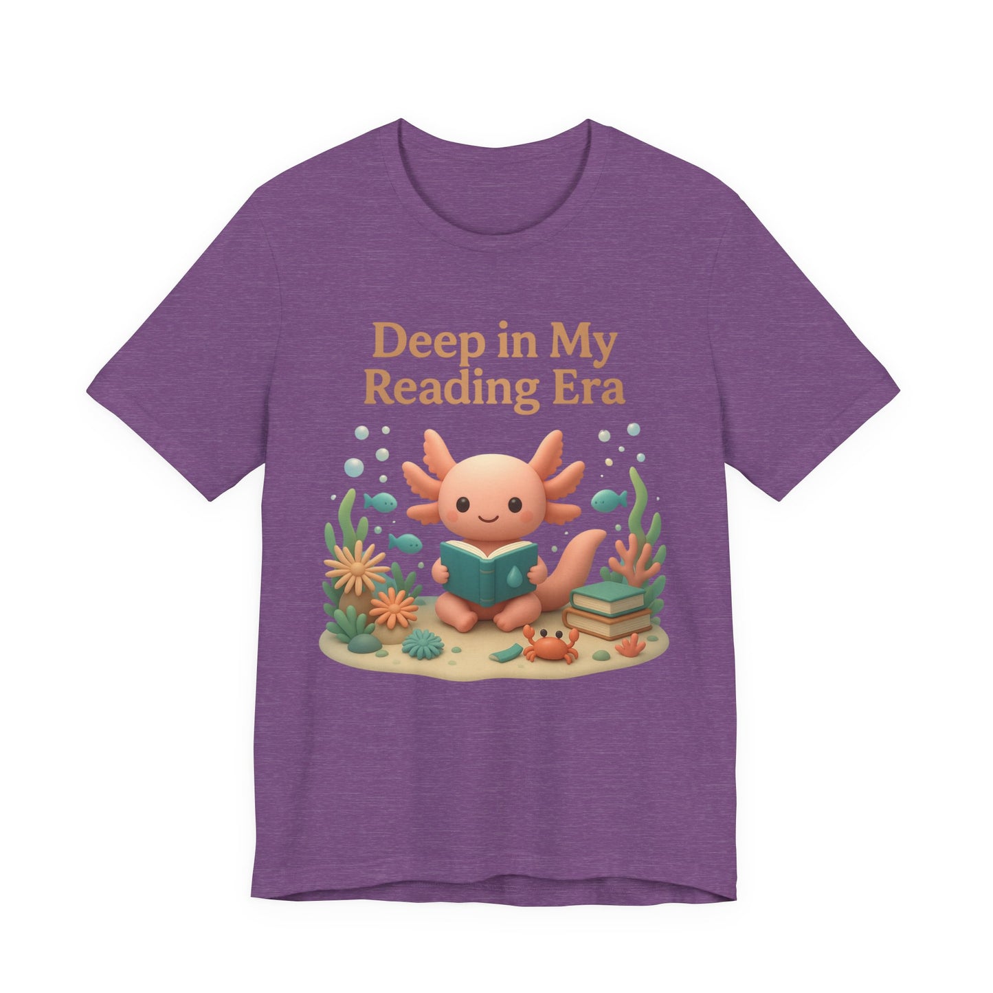 Axolotl "Deep in My Reading Era" 3D Art Graphic T-Shirt