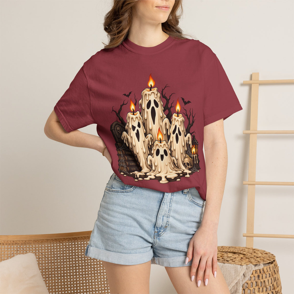 Melting Ghost Candle Halloween Graphic T-Shirt
