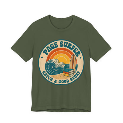 Retro Page Surfer: Catch a Good Story Graphic T-Shirt
