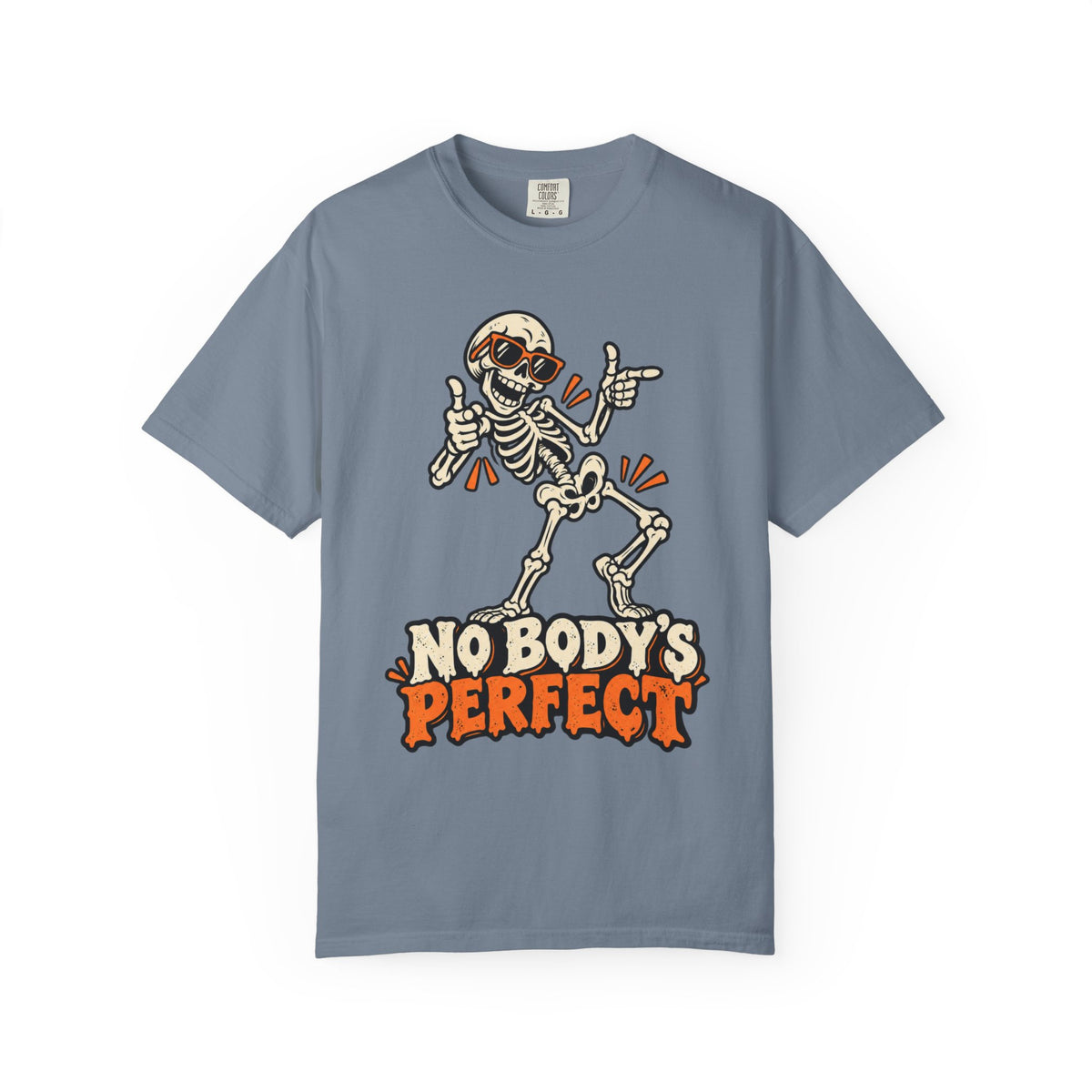 Skeleton "No Body's Perfect" Halloween Graphic T-Shirt