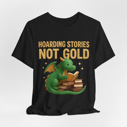 Book Dragon "Hoarding Stories Not Gold" 3D Art Graphic T-Shirt