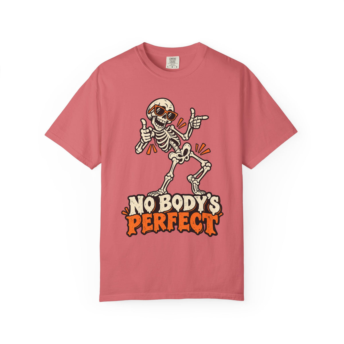 Skeleton "No Body's Perfect" Halloween Graphic T-Shirt