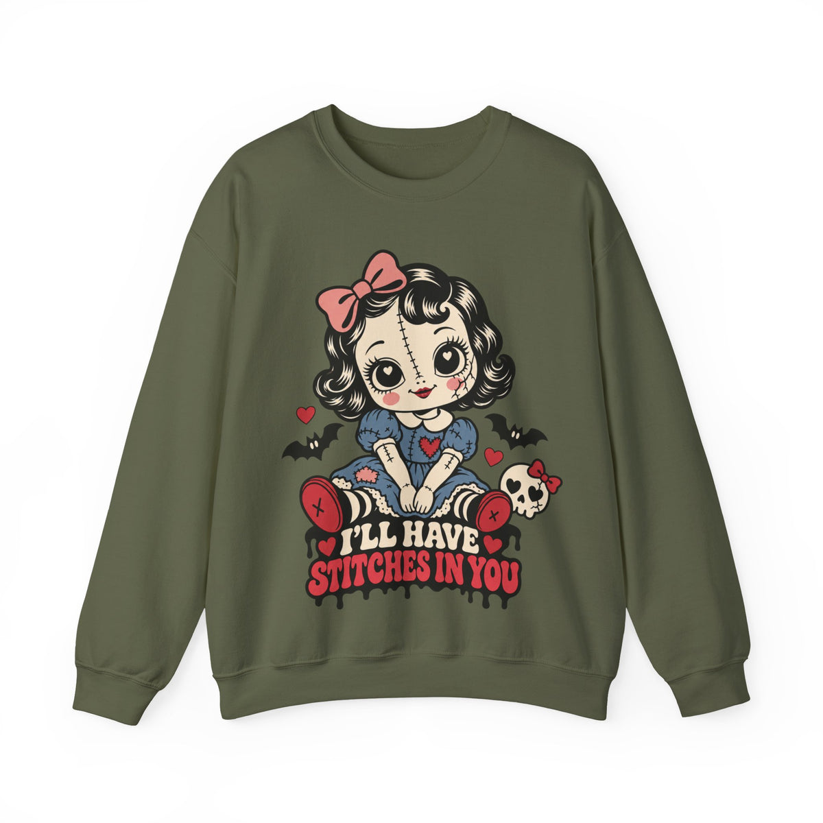 I'll Have Stitches in You Doll Halloween Crewneck Sweatshirt