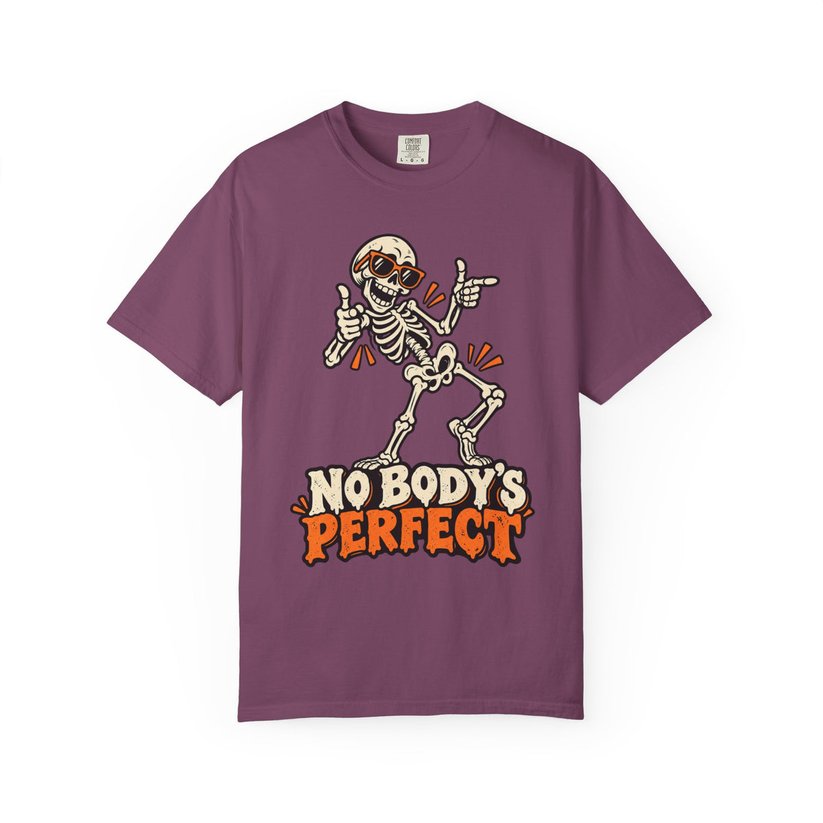 Skeleton "No Body's Perfect" Halloween Graphic T-Shirt