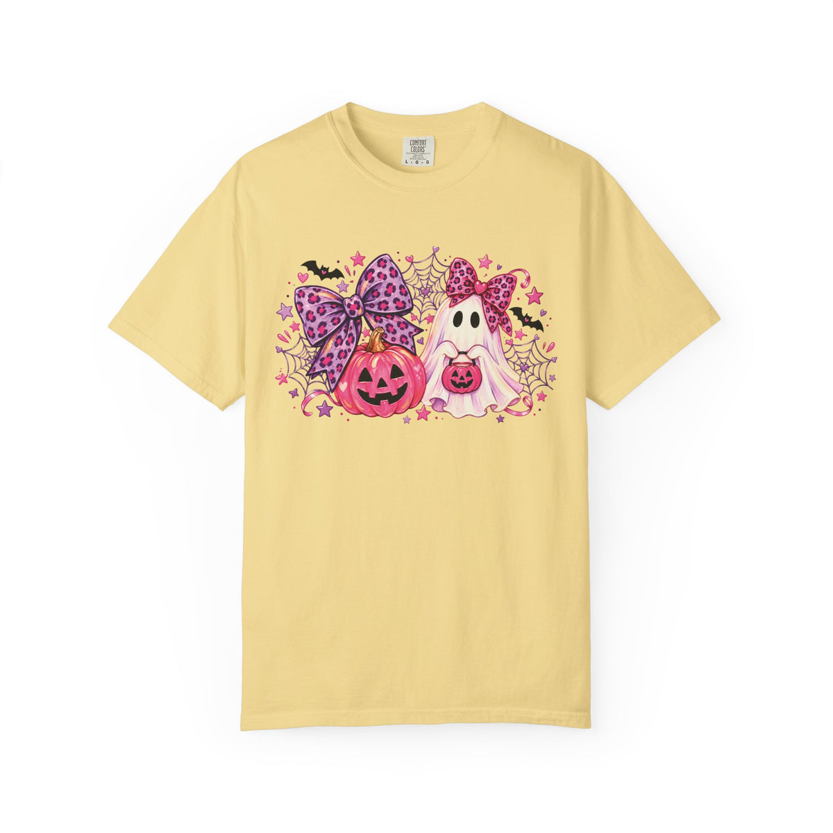 Pink Halloween Ghost & Pumpkin Graphic T-Shirt