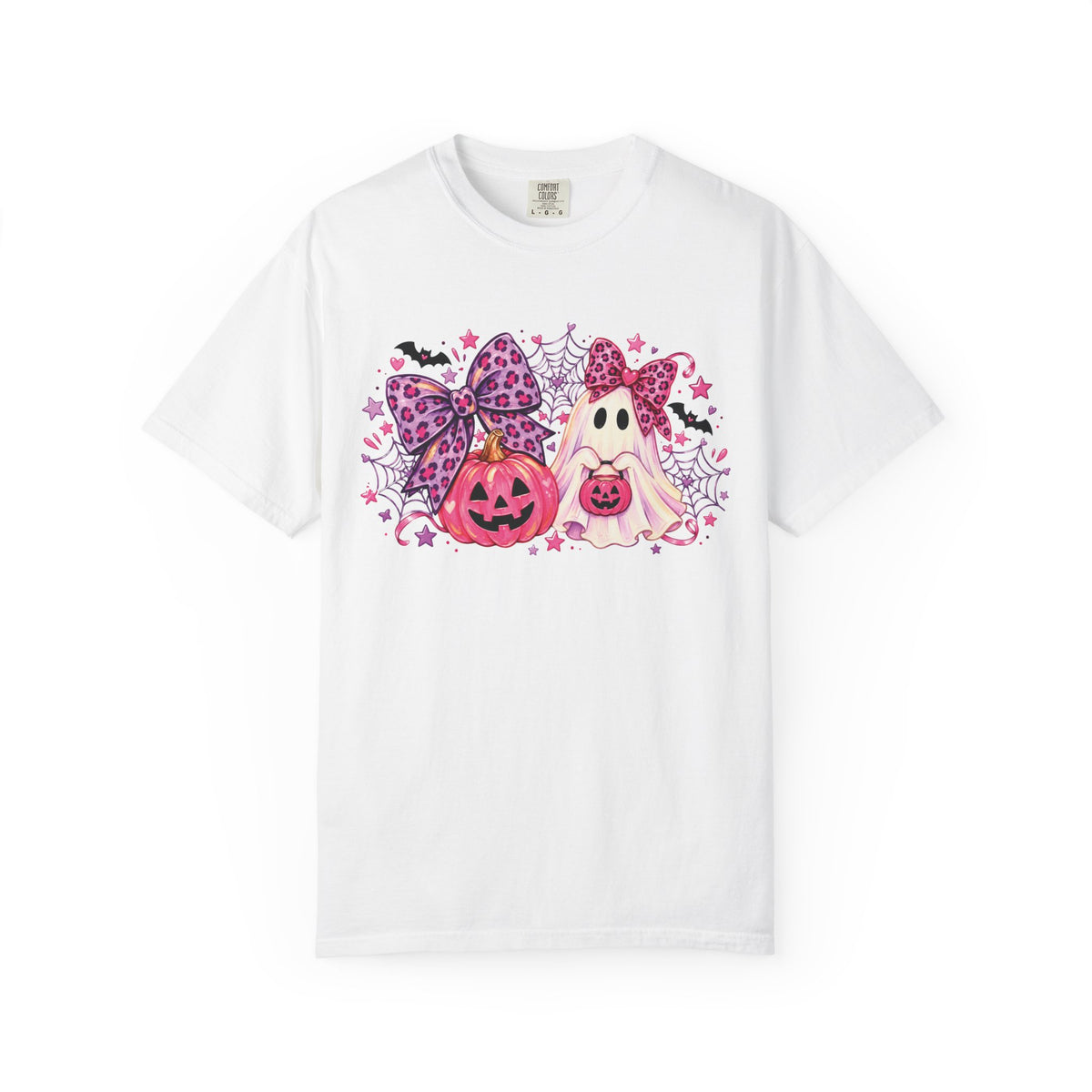 Pink Halloween Ghost & Pumpkin Graphic T-Shirt