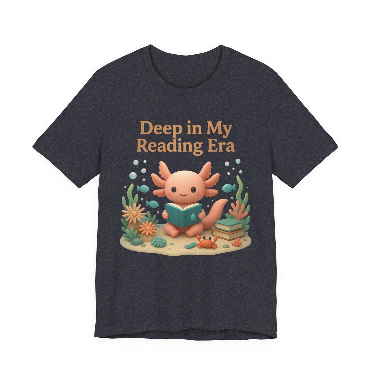 Axolotl "Deep in My Reading Era" 3D Art Graphic T-Shirt